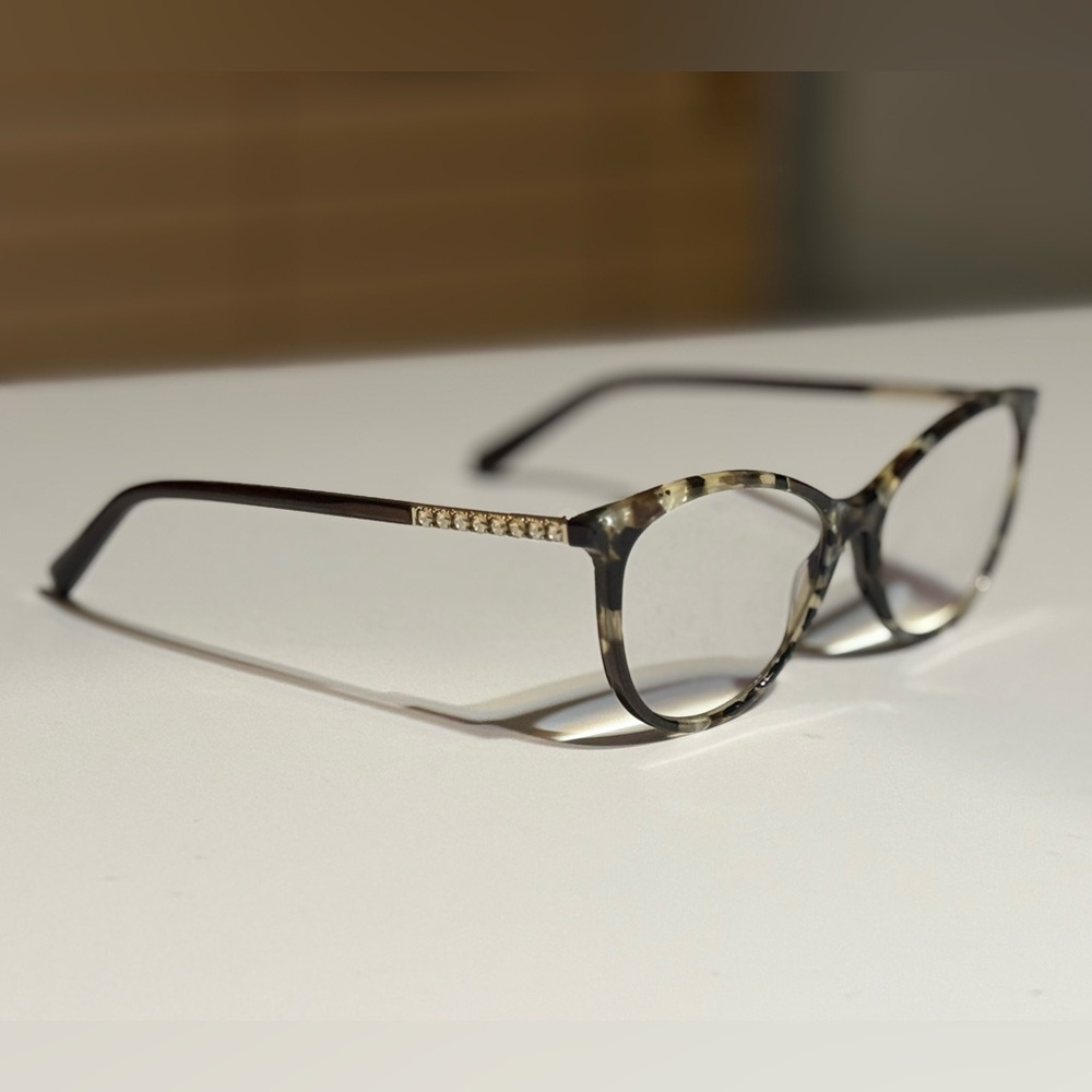 Swarovski Tortoiseshell Eyeglass Frames Gold Crystal Temples RX